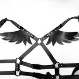 Strap Back Body Harness with PU Leather Wings