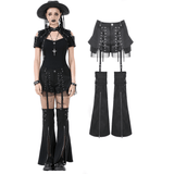Strapped Black Gothic Shorts with Removable Flares