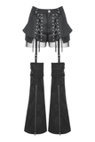 Strapped Black Gothic Shorts with Removable Flares