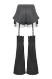 Strapped Black Gothic Shorts with Removable Flares