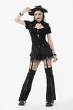 Strapped Black Gothic Shorts with Removable Flares