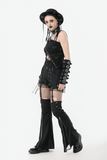 Strapped Black Gothic Shorts with Removable Flares