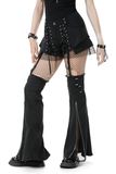 Strapped Black Gothic Shorts with Removable Flares