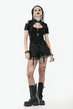 Strapped Black Gothic Shorts with Removable Flares