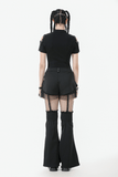Strapped Black Gothic Shorts with Removable Flares
