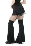 Strapped Black Gothic Shorts with Removable Flares