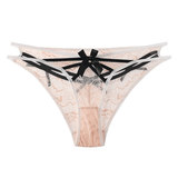 Strappy Low-Waist Lace Panties with Bows / Women's Sexy Underwear - EVE's SECRETS