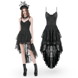 Striking Lace Dress with Cascading Ruffle Hemline
