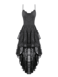 Striking Lace Dress with Cascading Ruffle Hemline