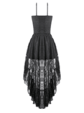 Striking Lace Dress with Cascading Ruffle Hemline