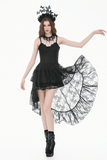 Striking Lace Dress with Cascading Ruffle Hemline