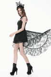 Striking Lace Dress with Cascading Ruffle Hemline