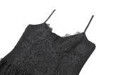 Striking Lace Dress with Cascading Ruffle Hemline