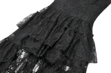 Striking Lace Dress with Cascading Ruffle Hemline