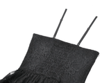 Striking Lace Dress with Cascading Ruffle Hemline