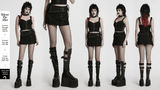 Studded Black Punk Mini Skirt with Safety Pins
