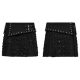 Studded Black Punk Mini Skirt with Safety Pins
