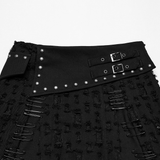Studded Black Punk Mini Skirt with Safety Pins