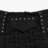 Studded Black Punk Mini Skirt with Safety Pins