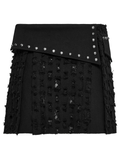 Studded Black Punk Mini Skirt with Safety Pins