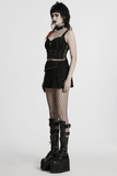 Studded Black Punk Mini Skirt with Safety Pins