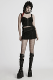 Studded Black Punk Mini Skirt with Safety Pins