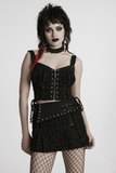 Studded Black Punk Mini Skirt with Safety Pins
