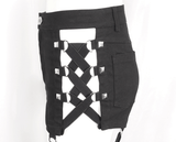 Studded Detail Mesh Garter Black Rave Booty Shorts
