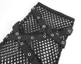 Studded Detail Mesh Garter Black Rave Booty Shorts