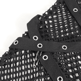 Studded Detail Mesh Garter Black Rave Booty Shorts