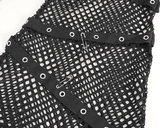 Studded Detail Mesh Garter Black Rave Booty Shorts