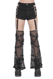 Studded Detail Mesh Garter Black Rave Booty Shorts