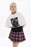 Stylish A-Line Plaid Skirt with Metal Ring Embellishments