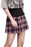 Stylish A-Line Plaid Skirt with Metal Ring Embellishments