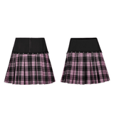 Stylish A-Line Plaid Skirt with Metal Ring Embellishments