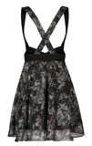 Stylish A-line Skirt with Cats Print and the Cross-Back