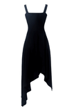 Stylish Asymmetrical Dress featuring Strap and Chain Decor