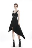 Stylish Asymmetrical Dress featuring Strap and Chain Decor