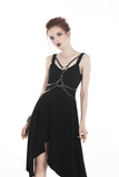 Stylish Asymmetrical Dress featuring Strap and Chain Decor