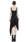 Stylish Asymmetrical Dress featuring Strap and Chain Decor