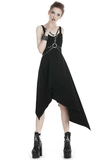 Stylish Asymmetrical Dress featuring Strap and Chain Decor