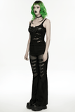 Stylish Black Distressed Spider-Web Punk Camisole