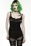 Stylish Black Distressed Spider-Web Punk Camisole