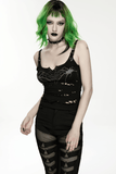 Stylish Black Distressed Spider-Web Punk Camisole