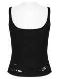 Stylish Black Distressed Spider-Web Punk Camisole