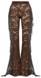 Stylish Brown Fringe Lace Pants with a Gothic Twist