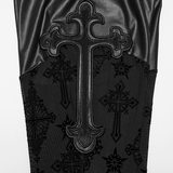 Edgy Gothic Flared Pants with Mesh Panels and Faux Leather