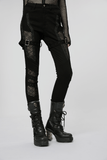 Stylish Gothic Trousers with Mesh Inserts for Women
