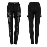 Stylish Gothic Trousers with Mesh Inserts for Women
