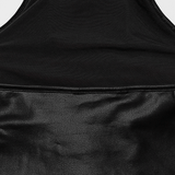 Stylish Halter Cross Fur Top in Faux Leather and Wool